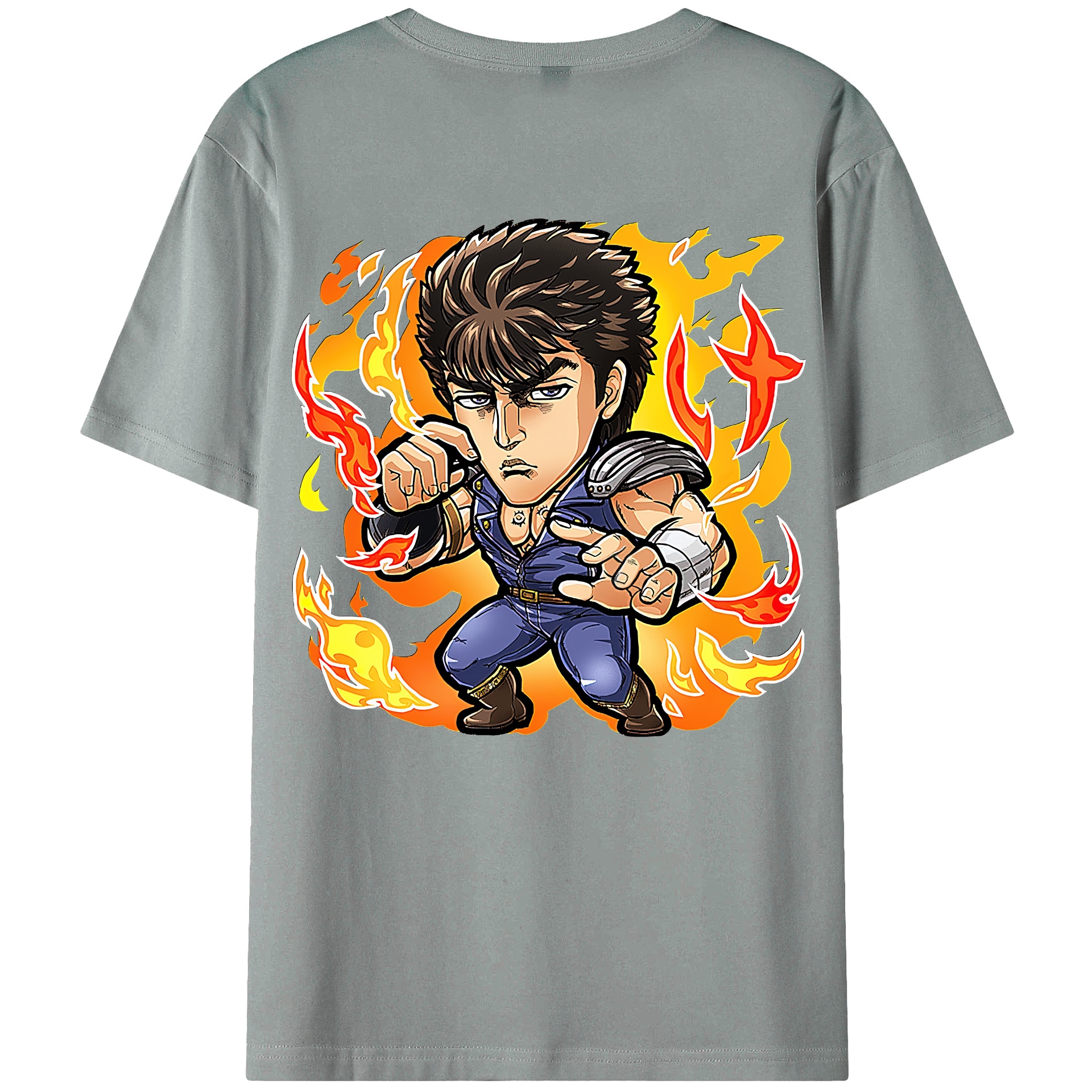 （画像用） 北斗の拳 Fist of the North Star 綿100％ メンズ半袖Tシャツ（バックプリント） 通気性